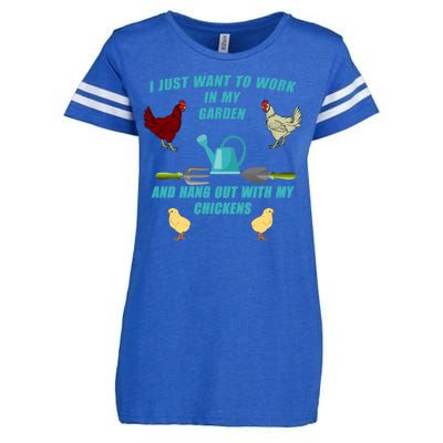 Work In My Garden Hang Out With My Chickens Enza Ladies Jersey Football T-Shirt