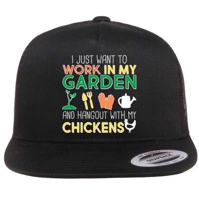 Work In My Garden Hangout With My Chickens Flatbill Hat