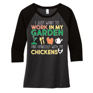 Work In My Garden Hangout With My Chickens Women's Tri-Blend 3/4-Sleeve Raglan Shirt