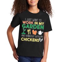 Work In My Garden Hangout With My Chickens Kids T-Shirt