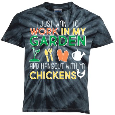 Work In My Garden Hangout With My Chickens Kids Tie-Dye T-Shirt