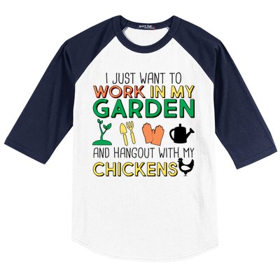 Work In My Garden Hangout With My Chickens Baseball Sleeve Shirt