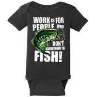 Work Is For People Who Don't Know How To Fish Baby Bodysuit