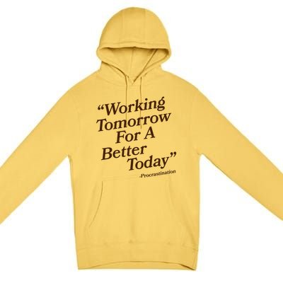 Working Tomorrow For A Better Today Procrastination Premium Pullover Hoodie