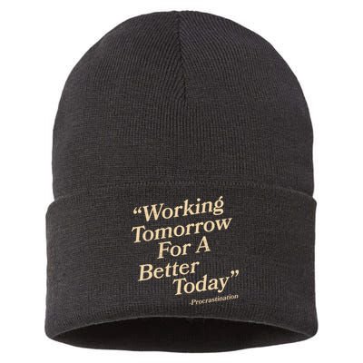 Working Tomorrow For A Better Today Procrastination Sustainable Knit Beanie