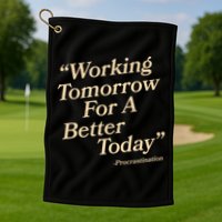 Working Tomorrow For A Better Today Procrastination Golf Towel