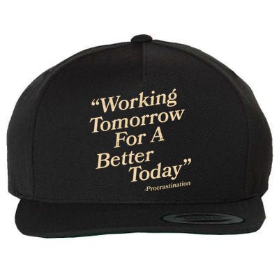 Working Tomorrow For A Better Today Procrastination Wool Snapback Cap