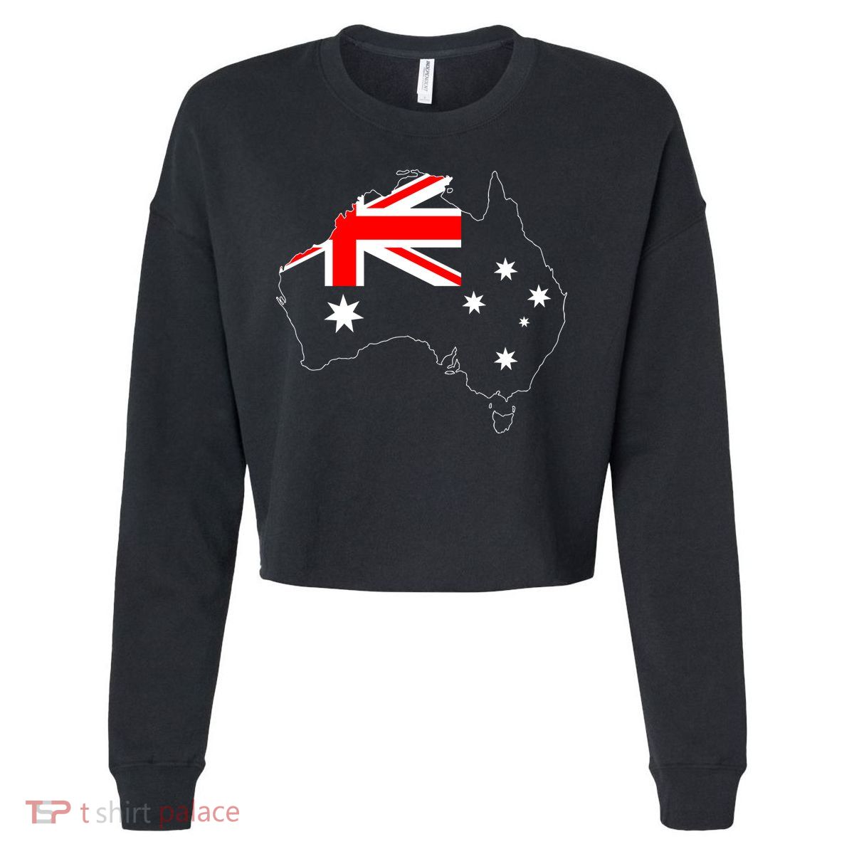 World Australia Map Flag Cropped Pullover Crew