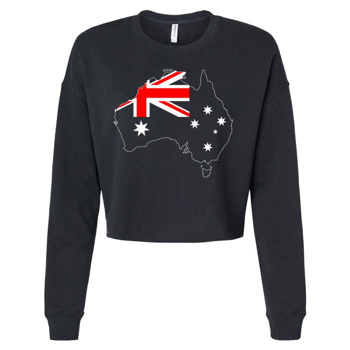 World Australia Map Flag Cropped Pullover Crew