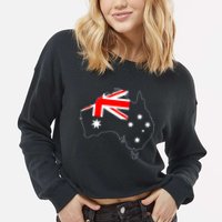 World Australia Map Flag Cropped Pullover Crew