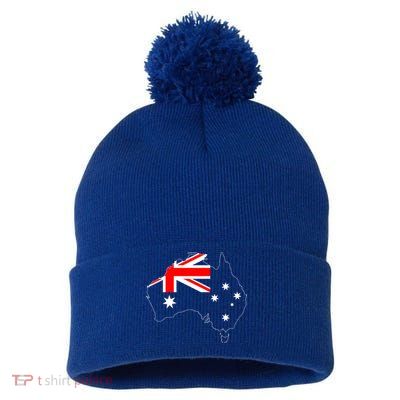World Australia Map Flag Pom Pom 12in Knit Beanie