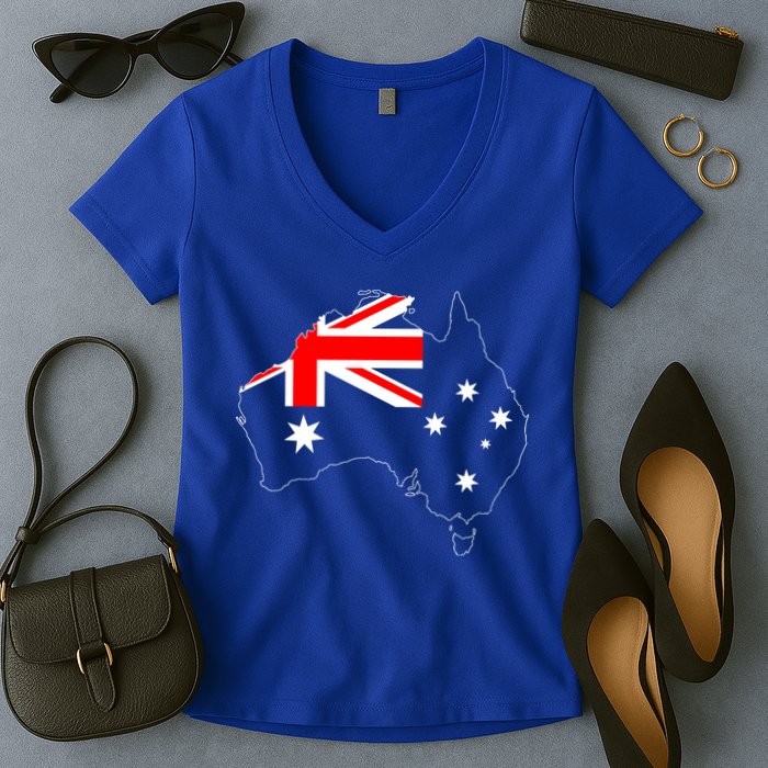 World Australia Map Flag Women's V-Neck T-Shirt