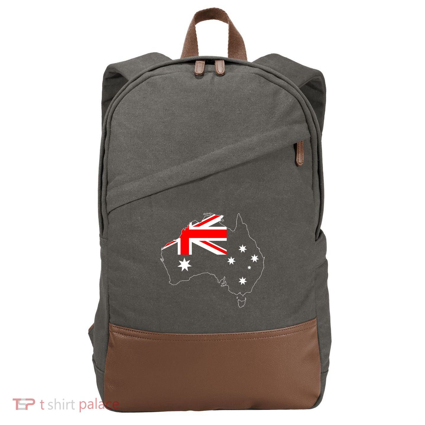 World Australia Map Flag Cotton Canvas Backpack
