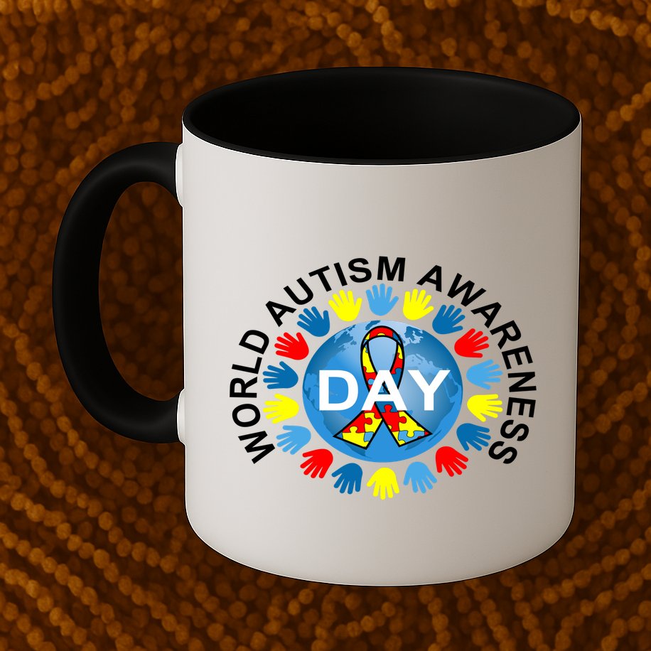 World Autism Awareness Day Earth Puzzle Ribbon Mug