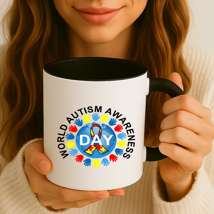 World Autism Awareness Day Earth Puzzle Ribbon Mug