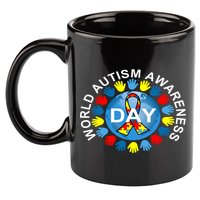 World Autism Awareness Day Earth Puzzle Ribbon 11oz C Handle Ceramic Mug