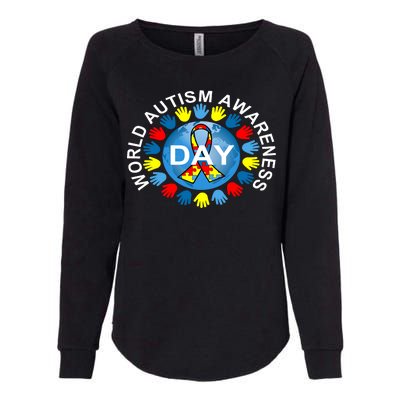 World Autism Awareness Day Earth Puzzle Ribbon Womens California Wash Sweatshirt