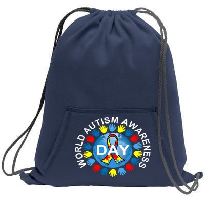 World Autism Awareness Day Earth Puzzle Ribbon Sweatshirt Cinch Pack Bag