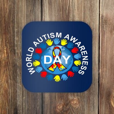 World Autism Awareness Day Earth Puzzle Ribbon Coaster