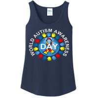 World Autism Awareness Day Earth Puzzle Ribbon Ladies Essential Tank