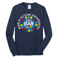 World Autism Awareness Day Earth Puzzle Ribbon Tall Long Sleeve T-Shirt