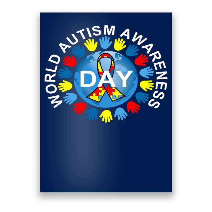 World Autism Awareness Day Earth Puzzle Ribbon Poster