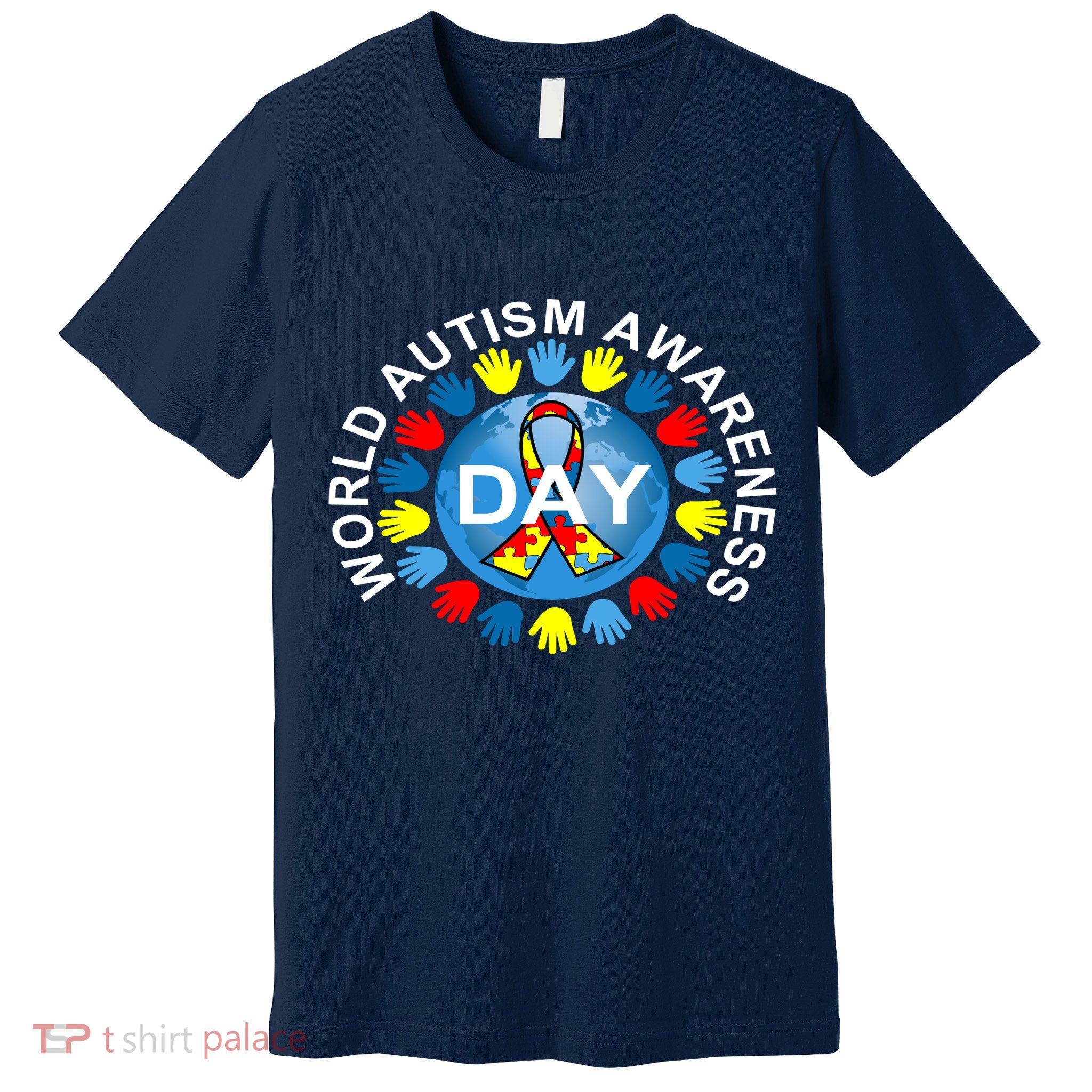 World Autism Awareness Day Earth Puzzle Ribbon Premium T-Shirt