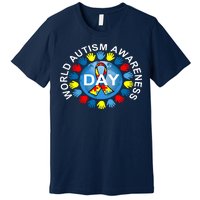 World Autism Awareness Day Earth Puzzle Ribbon Premium T-Shirt