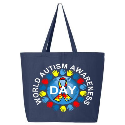 World Autism Awareness Day Earth Puzzle Ribbon 25L Jumbo Tote