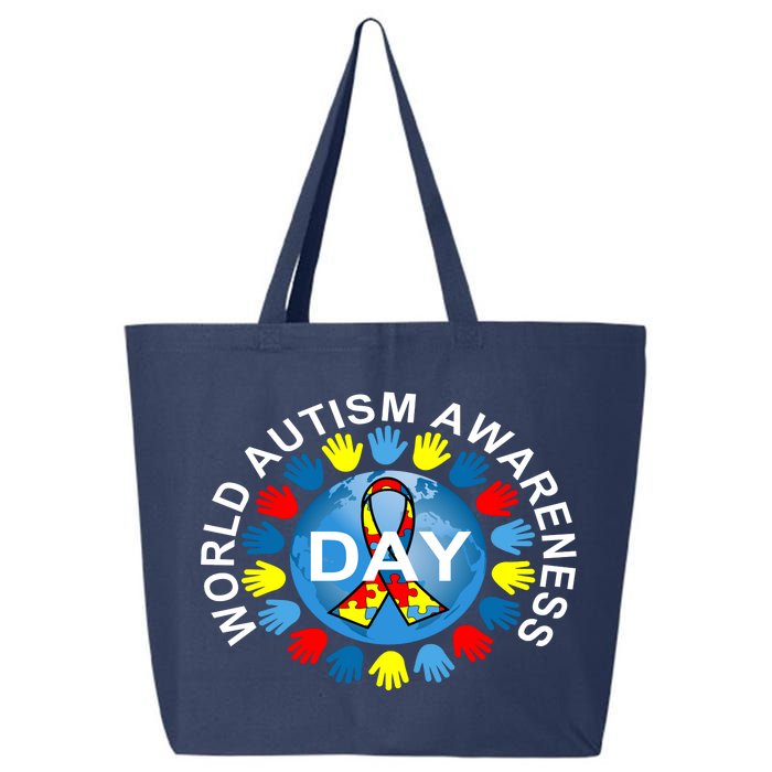 World Autism Awareness Day Earth Puzzle Ribbon 25L Jumbo Tote