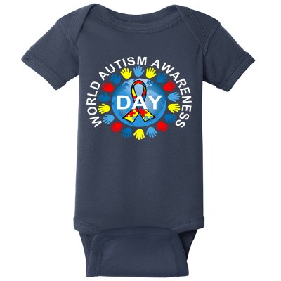 World Autism Awareness Day Earth Puzzle Ribbon Baby Bodysuit