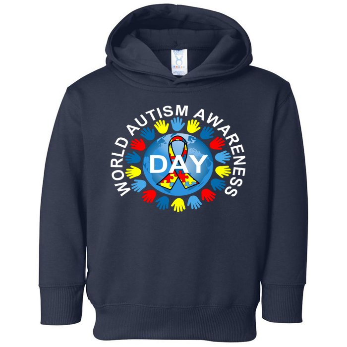 World Autism Awareness Day Earth Puzzle Ribbon Toddler Hoodie