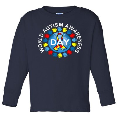 World Autism Awareness Day Earth Puzzle Ribbon Toddler Long Sleeve Shirt