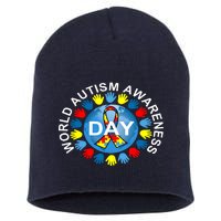 World Autism Awareness Day Earth Puzzle Ribbon Short Acrylic Beanie