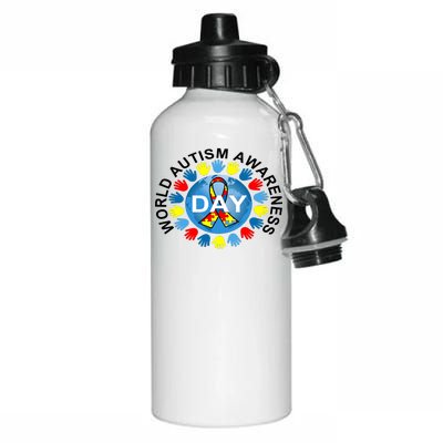 World Autism Awareness Day Earth Puzzle Ribbon Aluminum Water Bottle