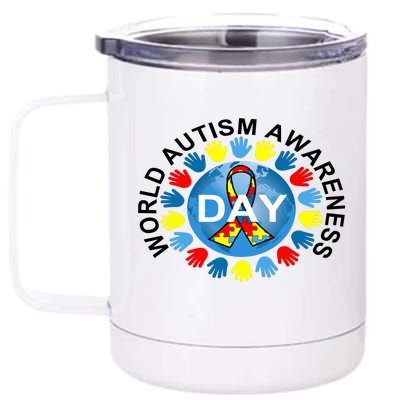 World Autism Awareness Day Earth Puzzle Ribbon 12 oz Stainless Steel Tumbler Cup