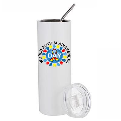 World Autism Awareness Day Earth Puzzle Ribbon Stainless Steel Tumbler