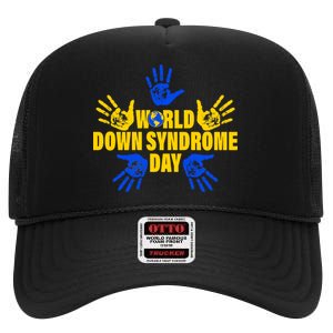 World Down Syndrome Day Hand Print High Crown Mesh Back Trucker Hat