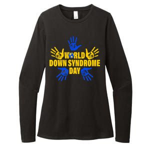 World Down Syndrome Day Hand Print Womens CVC Long Sleeve Shirt