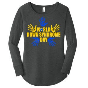 World Down Syndrome Day Hand Print Women's Perfect Tri Tunic Long Sleeve Shirt