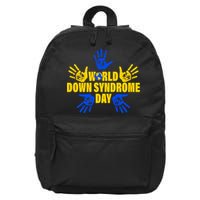 World Down Syndrome Day Hand Print 16 in Basic Backpack
