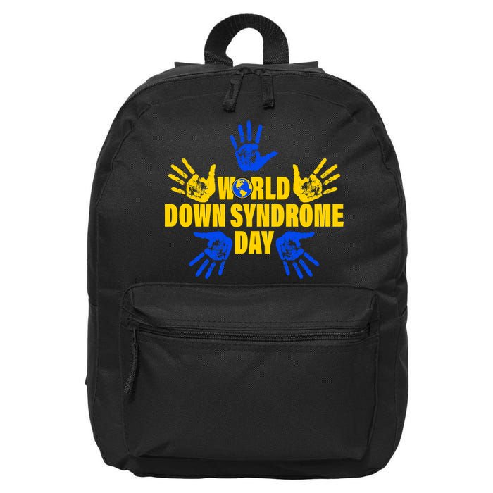 World Down Syndrome Day Hand Print 16 in Basic Backpack