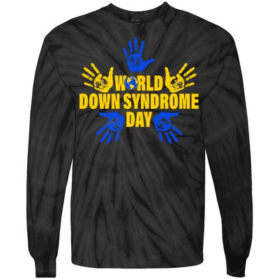 World Down Syndrome Day Hand Print Tie-Dye Long Sleeve Shirt