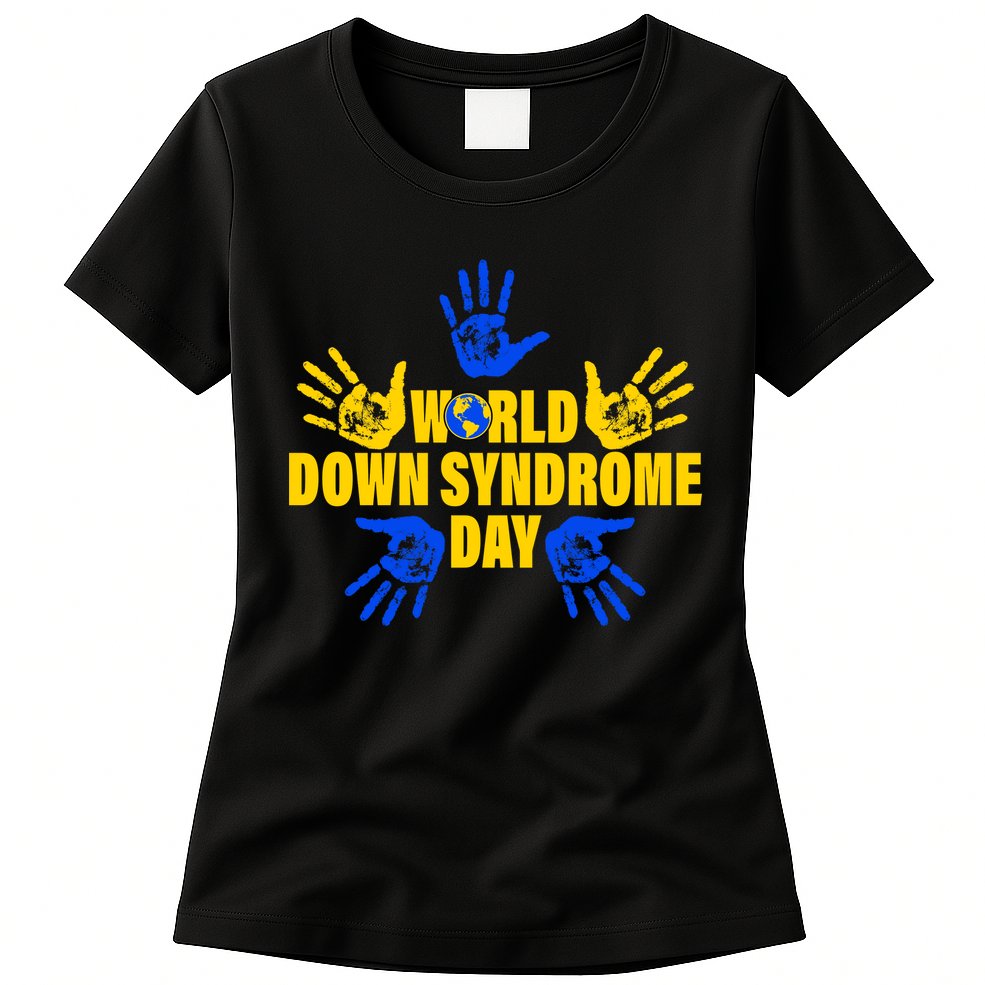 World Down Syndrome Day Hand Print Womens T-Shirt