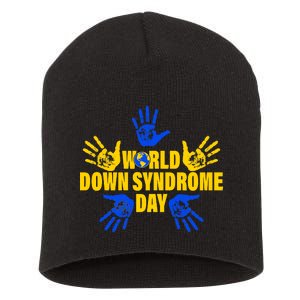 World Down Syndrome Day Hand Print Short Acrylic Beanie