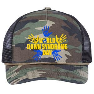 World Down Syndrome Day Hand Print Retro Rope Trucker Hat Cap