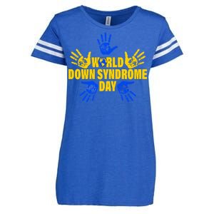 World Down Syndrome Day Hand Print Enza Ladies Jersey Football T-Shirt