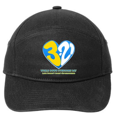 World Down Syndrome Day Love Doesn't Count Chromosomes 7-Panel Snapback Hat