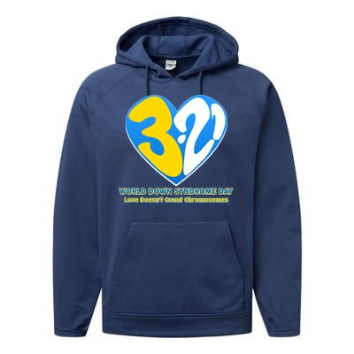 World Down Syndrome Day Love Doesn't Count Chromosomes Performance Fleece Hoodie