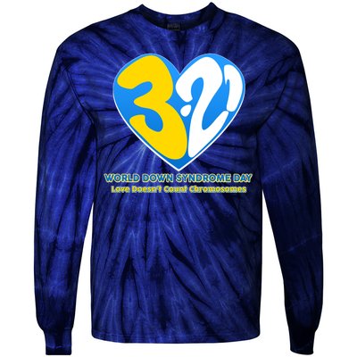 World Down Syndrome Day Love Doesn't Count Chromosomes Tie-Dye Long Sleeve Shirt